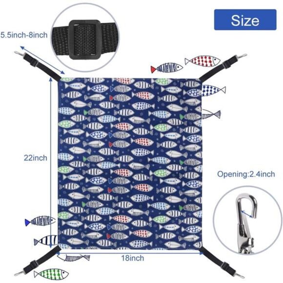 Cat Hammock Bed for Cage - 22x18 inch Adjustable Hanging Cat Bed Reversible - Picture 2 of 8